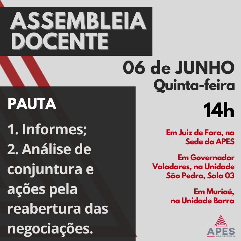 Leia mais sobre o artigo Docentes realizam assembleia nesta quinta-feira