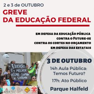 Read more about the article Segundo dia de mobilizações da Greve da Educação Federal: APES convoca toda a categoria