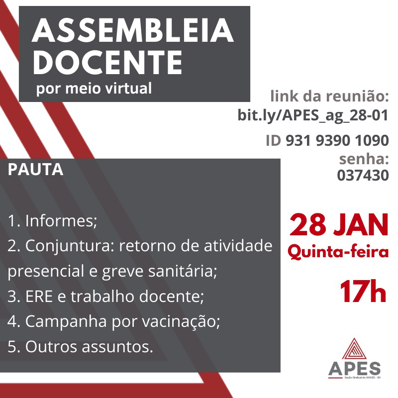 You are currently viewing ASSEMBLEIA DOCENTE! Participe!