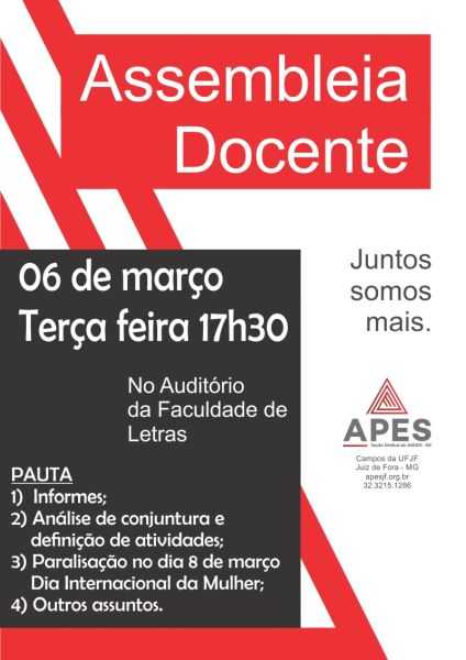 Read more about the article InformAPES: Assembléia Docente 06 de Março