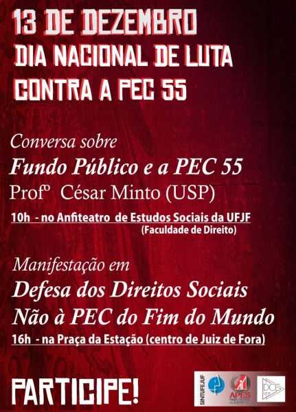 Leia mais sobre o artigo Dia 13 – terça feira – é Dia Nacional de Luta contra a PEC 55  Confira as notícias da greve docente!