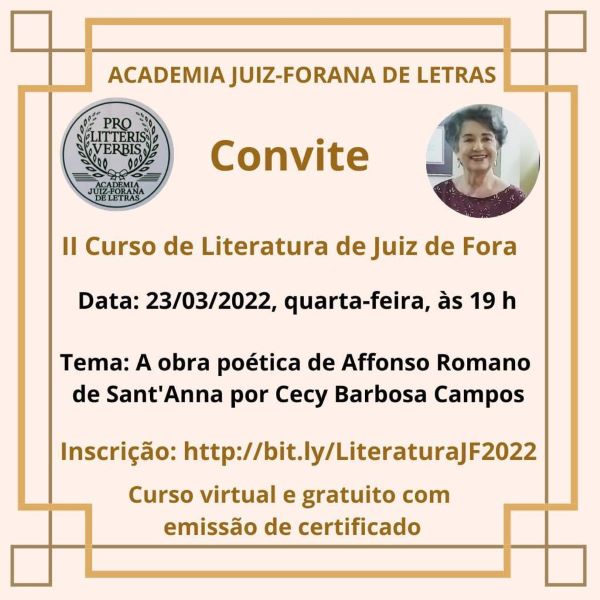 You are currently viewing Inscrições abertas para Curso de Literatura da Academia Juiz-Forana de Letras￼