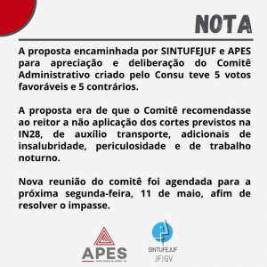 Read more about the article Apes informa sobre reunião com Comitê Administrativo da UFJF