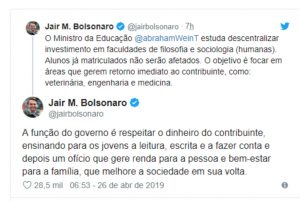 Read more about the article Bolsonaro ataca ensino de filosofia e sociologia